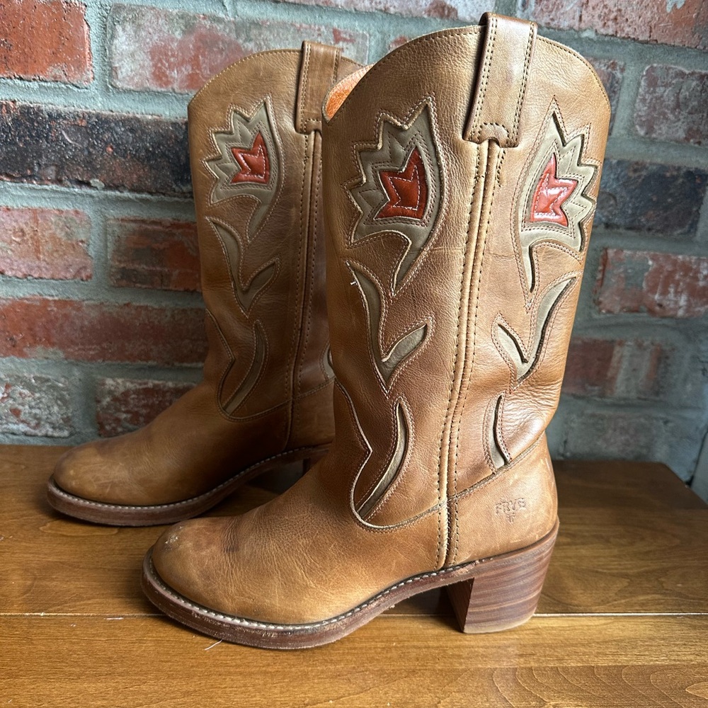 Frye Women's Tan Leather Western Boots